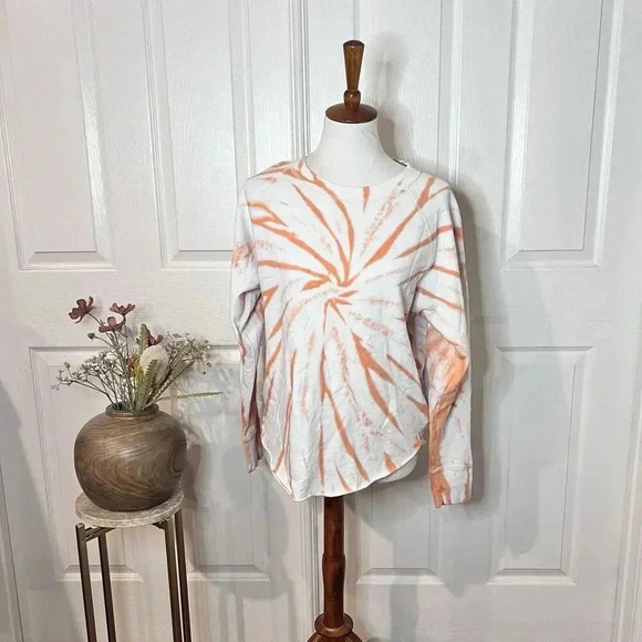 Gap Womens Tie Dye Orange Sweatshirt Sz S Beach Hippie Boho Surfer Classic - Picture 1 of 7